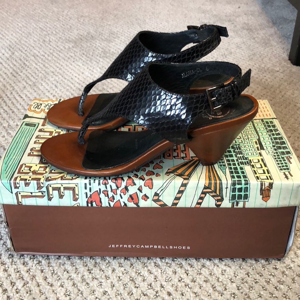 Jeffrey Campbell Black Snake Print Sandal